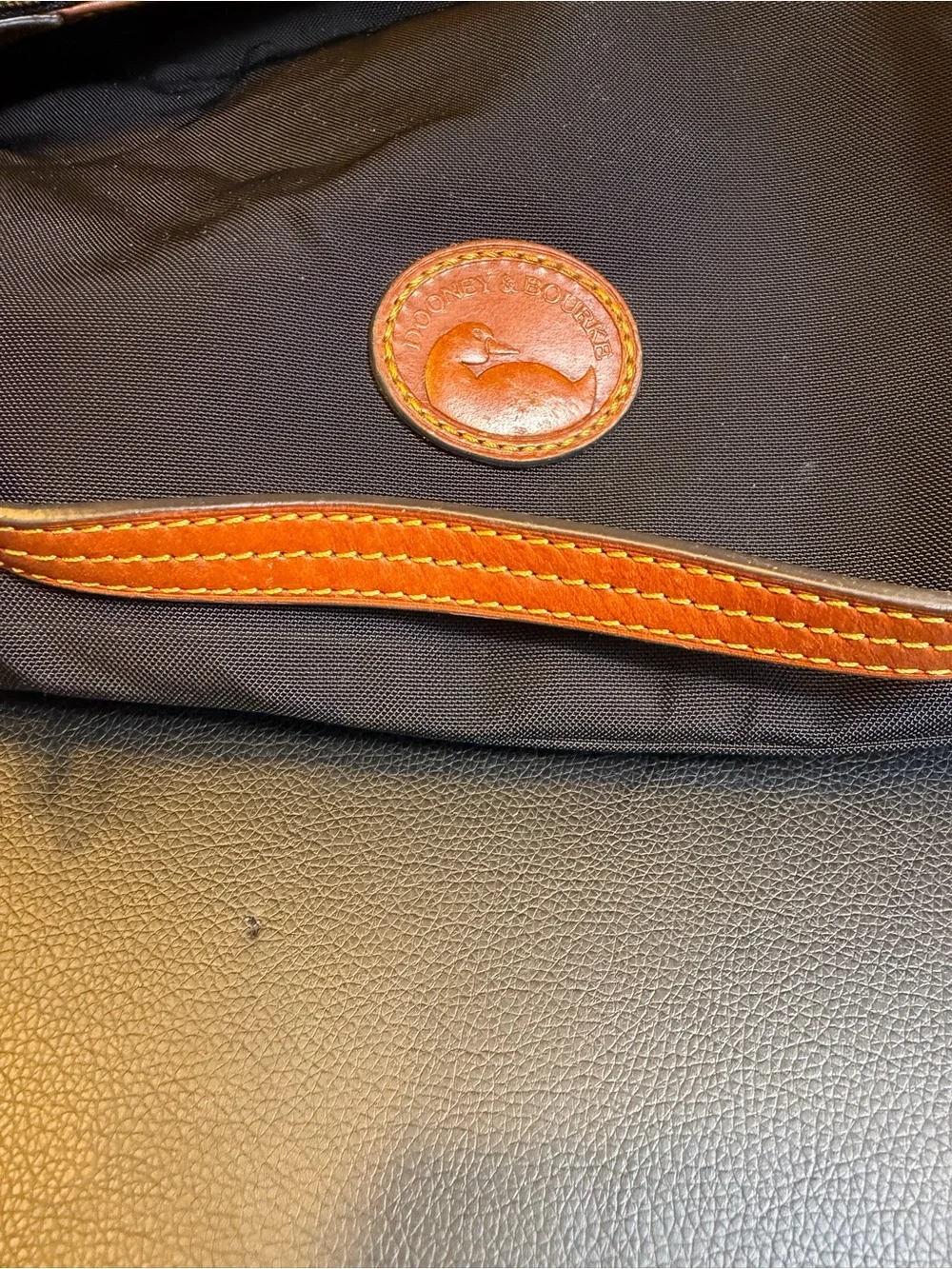 Dooney & Bourke - Black Canvas Shoulder Bag W/Leather Trims